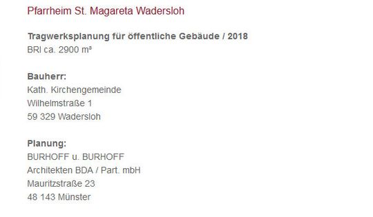 Pfarrheim St. Magareta Wadersloh 